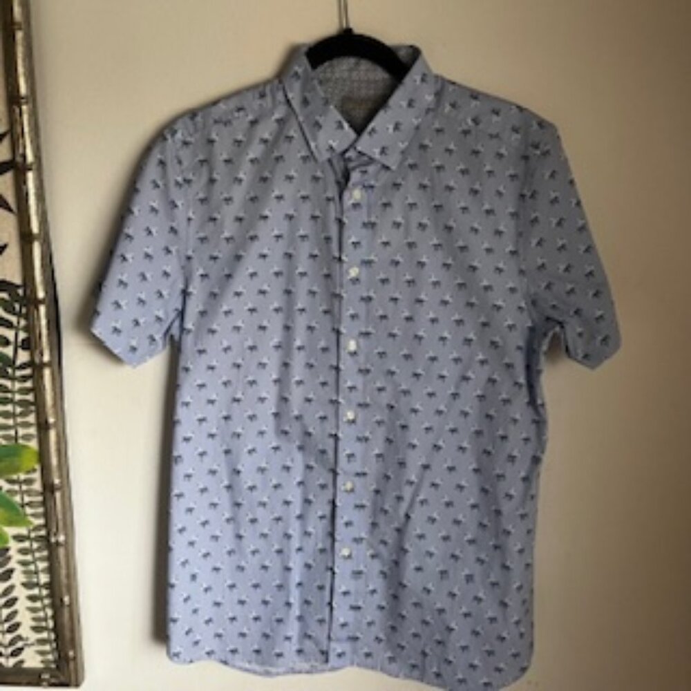 Ted Baker London Blue Casual Button Down Shirt - Flamingo Print - M/L💕